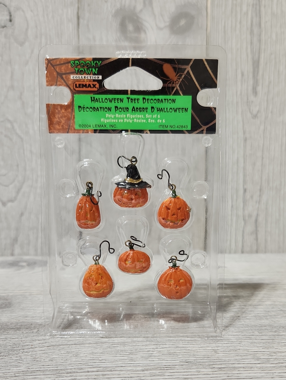 2004 Lemax Spooky Town Halloween Set Of 6 Jack O Lantern Tree Decorations 42843